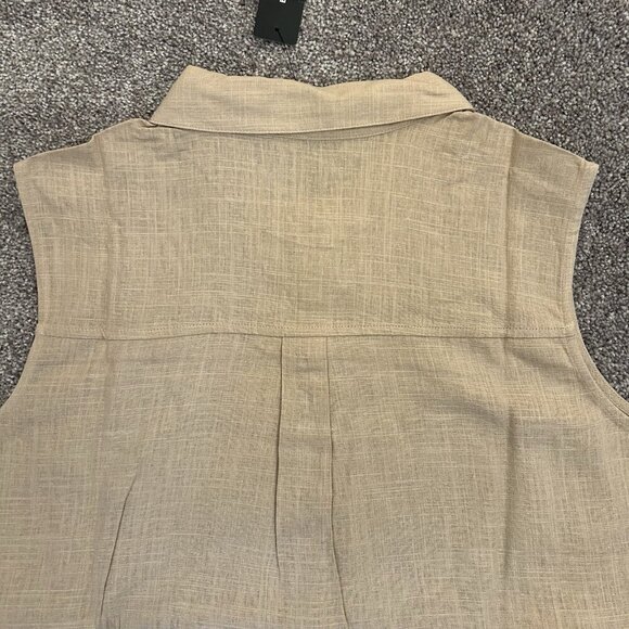 Express Women's Linen-Blend Sleeveless Button Up Shirt Beige Size XL NWT $54 - Picture 9 of 16